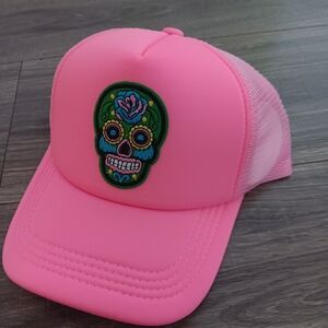 Vibrant Pink Skull Design Women's Cap